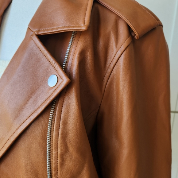 Soft Comfy Faux Leather Moto Jacket Fall Lightweight Zippers Snaps Cute Medium - Picture 5 of 17